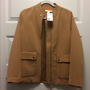 H&M • tan bomber collar jacket